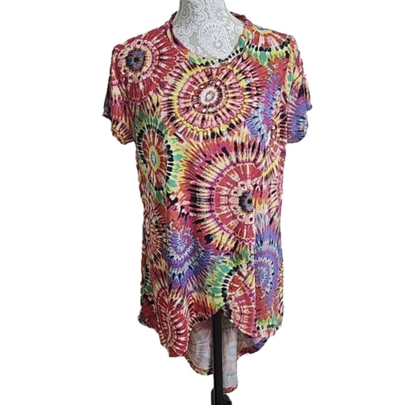Ashley Blue tie dyed high low top, size 3XL - Picture 1 of 8